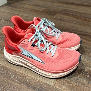 Altra Women's Coral Pink Athletic Running Shoes with Light Blue Accents